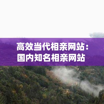 高效當(dāng)代相親網(wǎng)站：國內(nèi)知名相親網(wǎng)站 