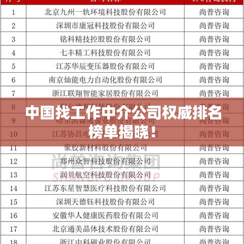 中國(guó)找工作中介公司權(quán)威排名榜單揭曉！