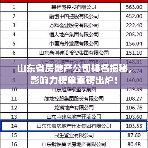 山東省房地產(chǎn)公司排名揭秘，影響力榜單重磅出爐！